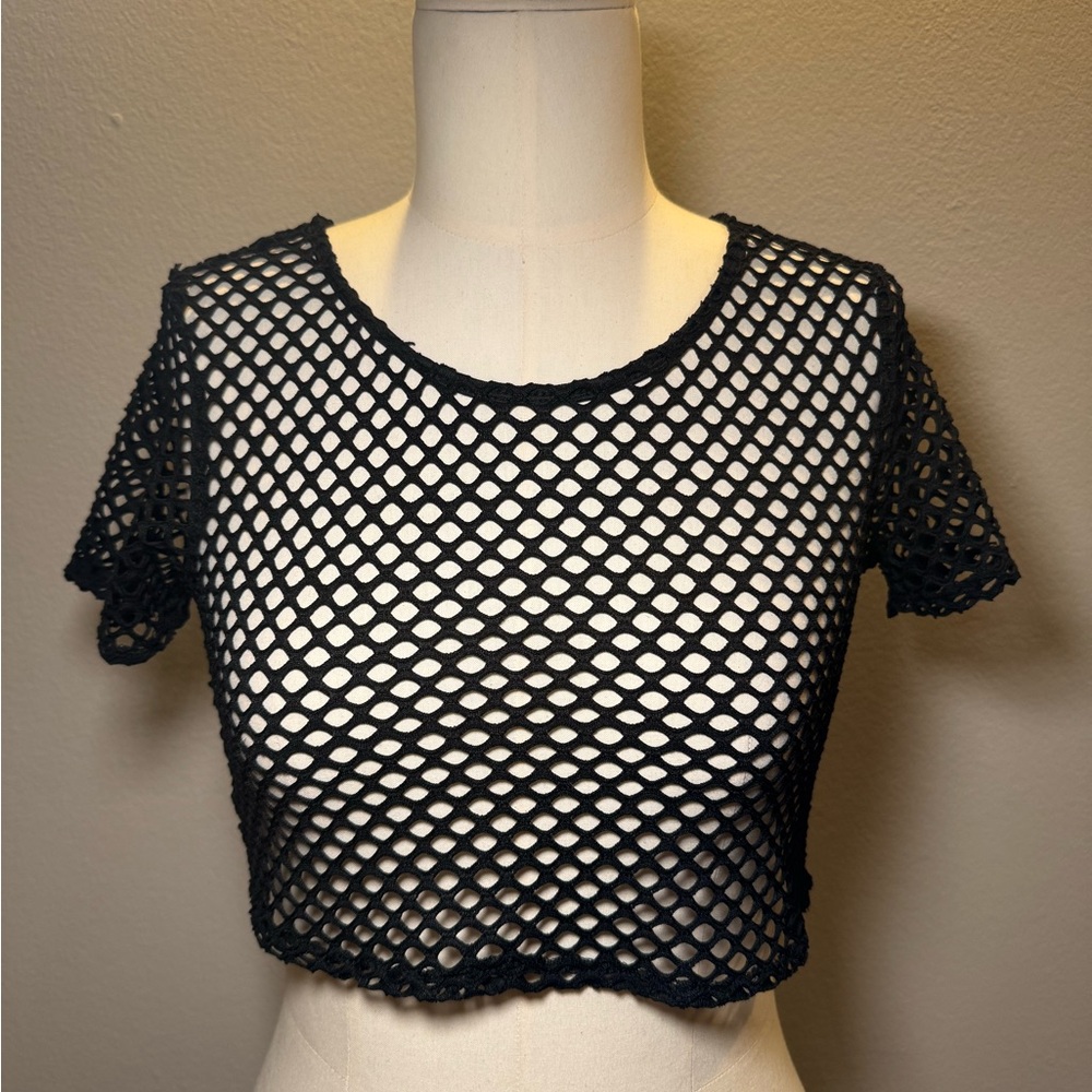 Black Mesh Crop Top